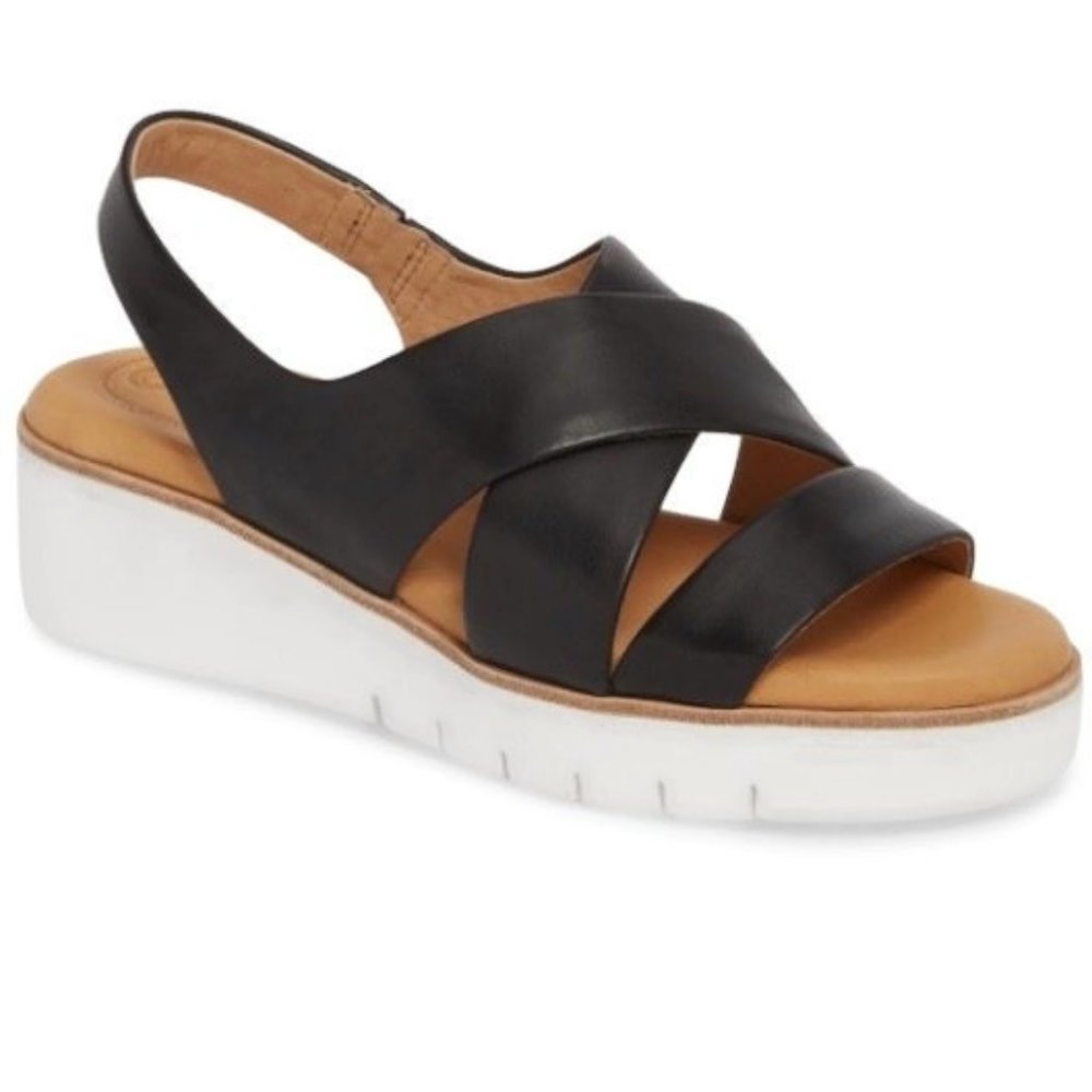 Corso Como Brinney Wedge Sandal Black Leather